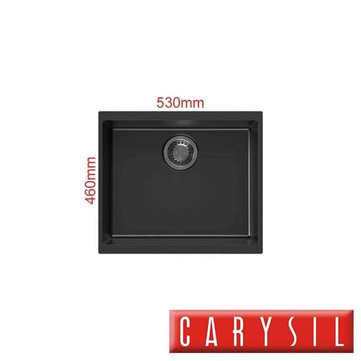 Enigma N100S Granite Kitchen Sink - 530 x 460mm Single Bowl - Deep Black - Top/Under Mount