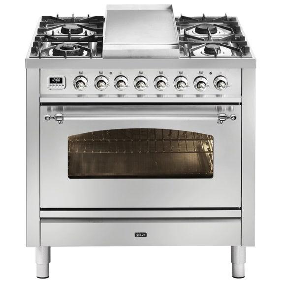 ILVE NOSTALGIE FREESTANDING COOKER BURGUNDY RED GOLD BRASS 90cm