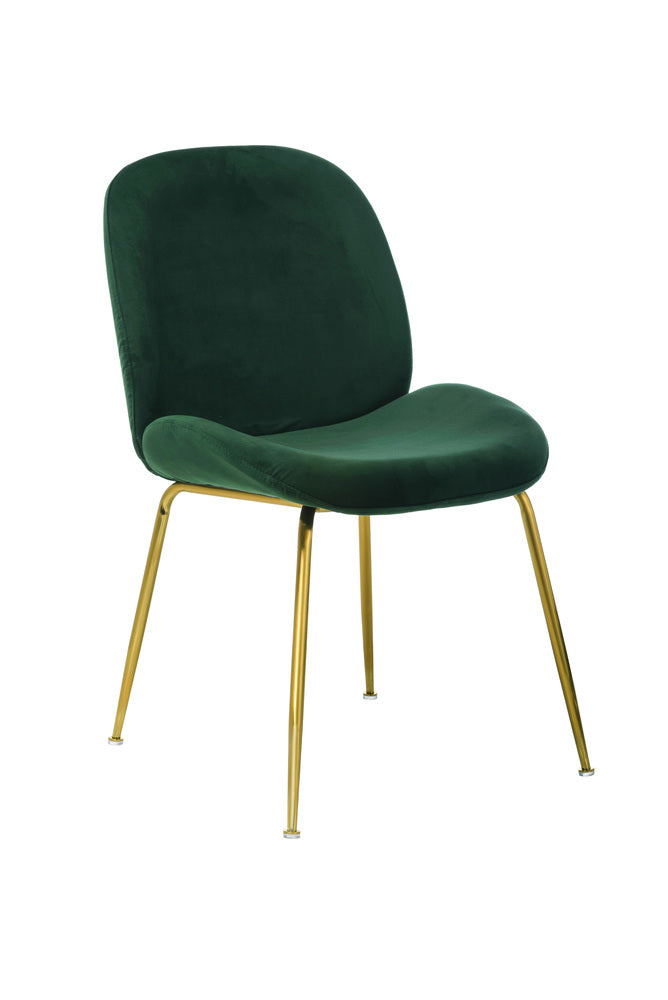 Enrico Velvet Dining Chair Emerald with Gold Legs Set/2